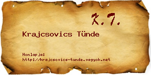 Krajcsovics Tünde névjegykártya